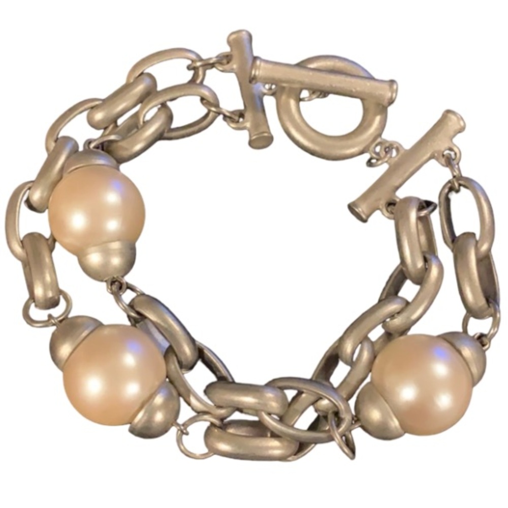 Vintage Givenchy Silver Plated Pearls & Chunky Ch… - image 4